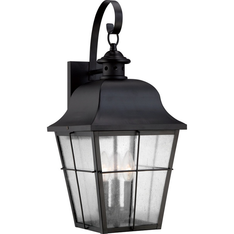 Quoizel MHE8410K Millhouse Three Light Outdoor Wall Lantern, Mystic Black