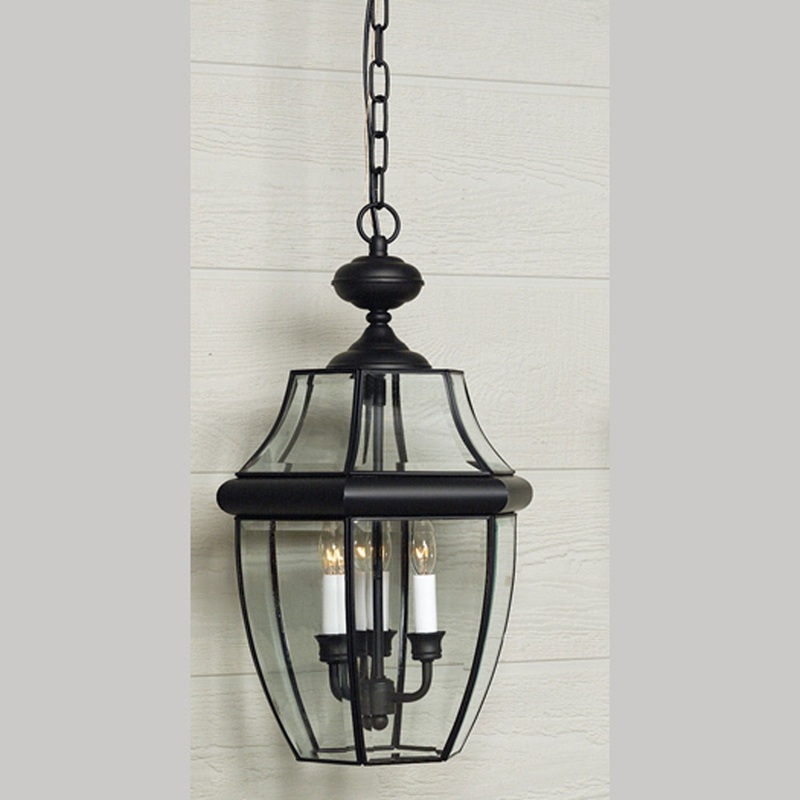 Quoizel NY1179K Newbury Three Light Outdoor Hanging Lantern, Mystic Black