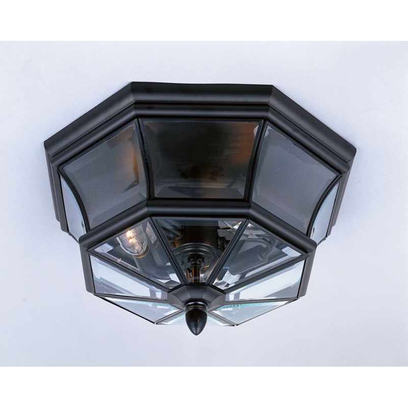 Quoizel NY1794K Newbury Three Light Outdoor Flush Mount, Mystic Black