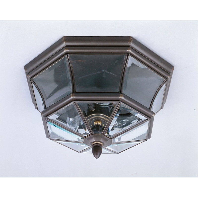 Quoizel NY1794Z Newbury Three Light Outdoor Flush Mount, Medici Bronze