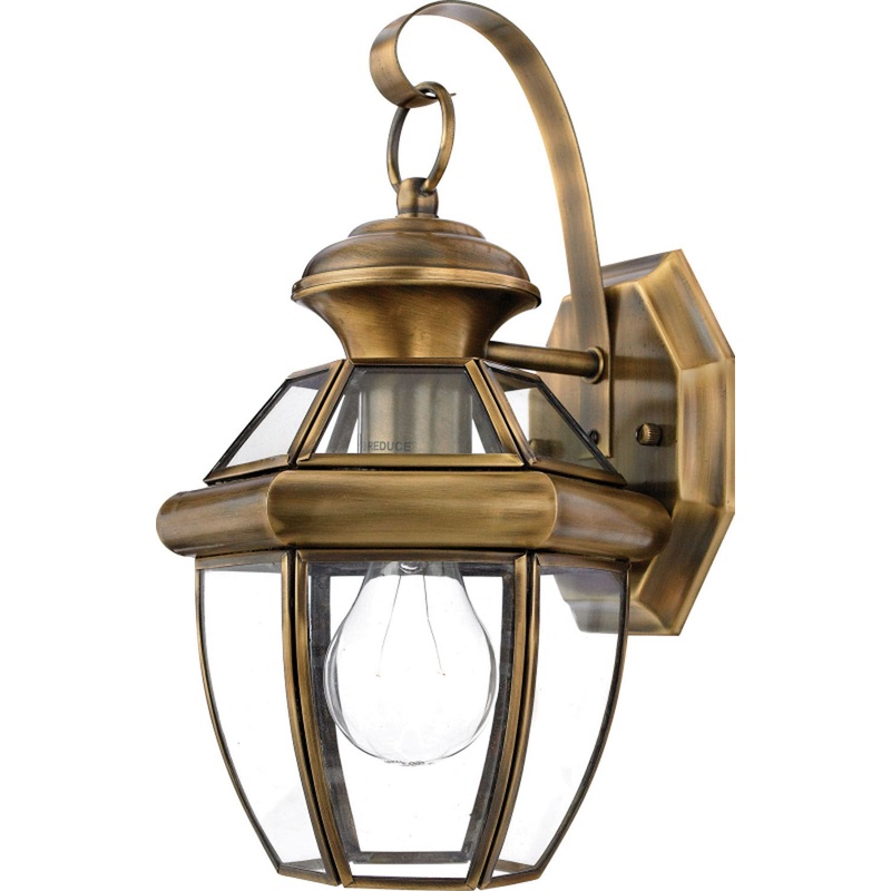 Quoizel NY8315A Newbury One Light Outdoor Wall Lantern, Antique Brass (Discontinued)