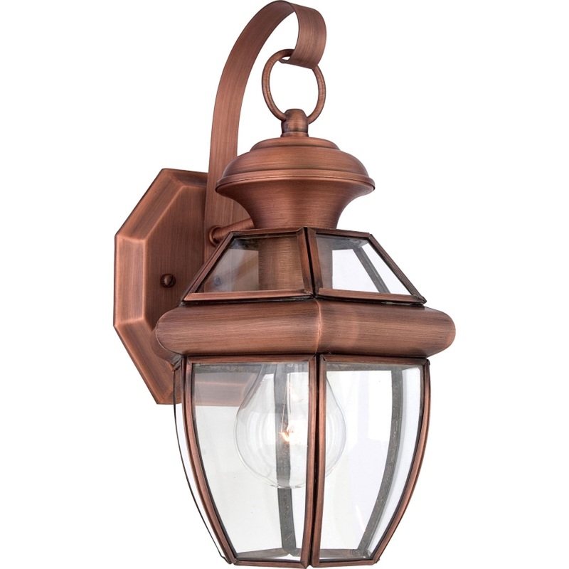 Quoizel NY8315AC Newbury One Light Outdoor Wall Lantern, Aged Copper