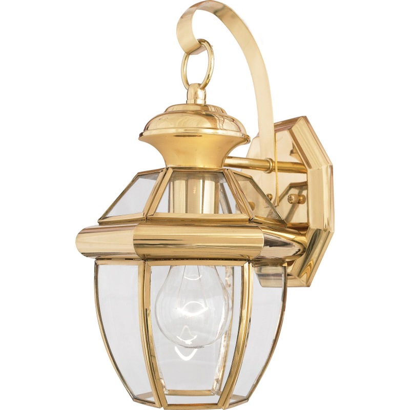 Quoizel NY8315B Newbury One Light Outdoor Wall Lantern, Polished Brass