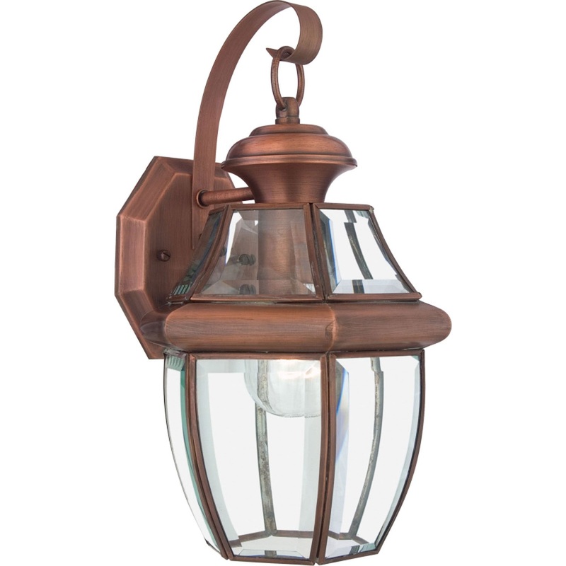 Quoizel NY8316AC Newbury One Light Outdoor Wall Lantern, Aged Copper