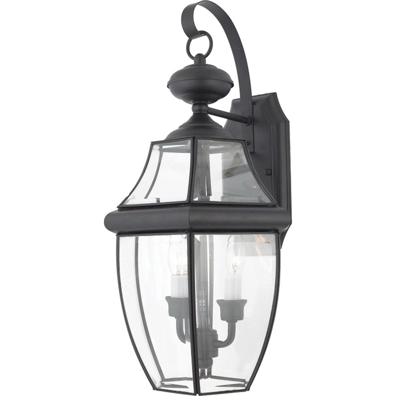 Quoizel NY8317K Newbury Two Light Outdoor Wall Lantern, Mystic Black