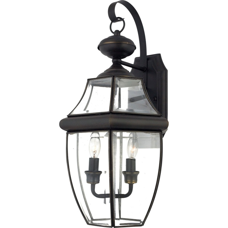 Quoizel NY8317Z Newbury Two Light Outdoor Wall Lantern, Medici Bronze