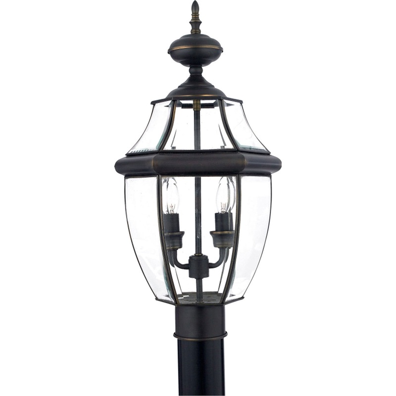 Quoizel NY9042Z Newbury Two Light Outdoor Post Mount, Medici Bronze