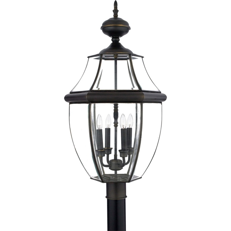Quoizel NY9045Z Newbury Four Light Outdoor Post Mount, Medici Bronze