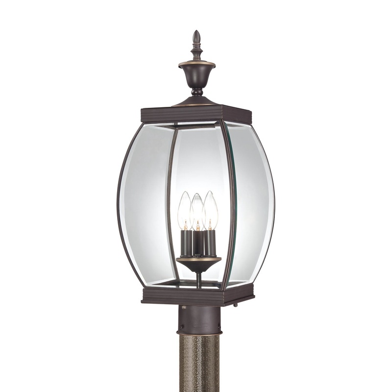 Quoizel OAS9009Z Oasis Three Light Outdoor Post Lantern, Medici Bronze