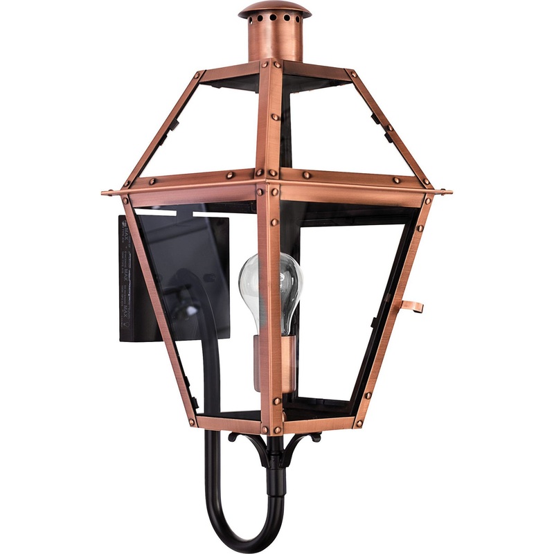 Quoizel RO8410AC Rue De Royal One Light Outdoor Wall Lantern, Aged Copper