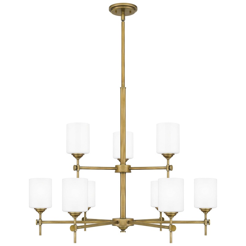 Quoizel ARI5034WS Aria Nine Light Chandelier, Weathered Brass