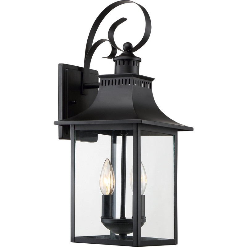 Quoizel CCR8408K Chancellor Two Light Outdoor Wall Lantern, Mystic Black