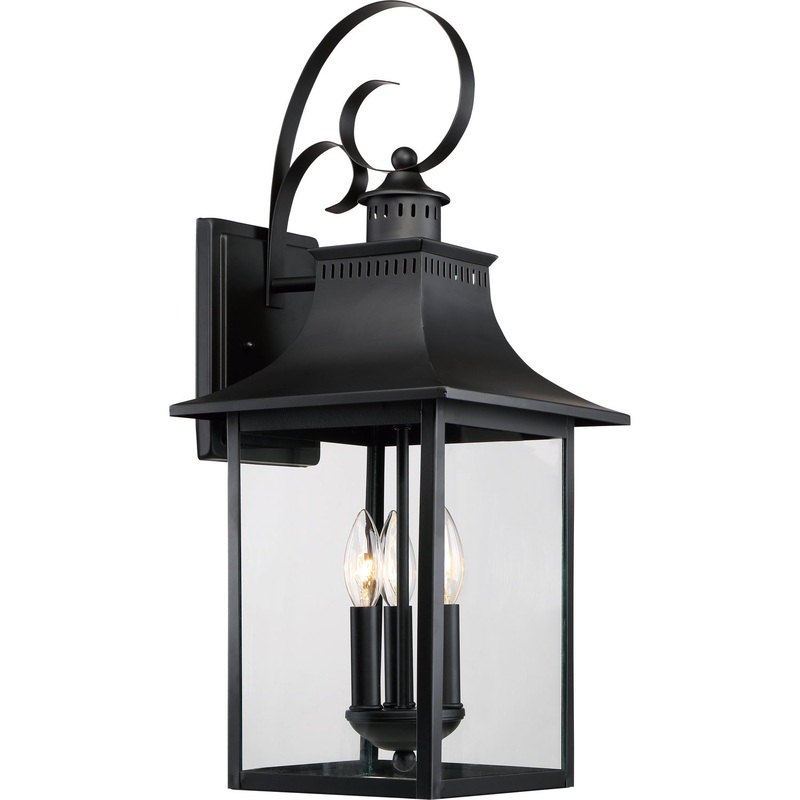 Quoizel CCR8410K Chancellor Three Light Outdoor Wall Lantern, Mystic Black
