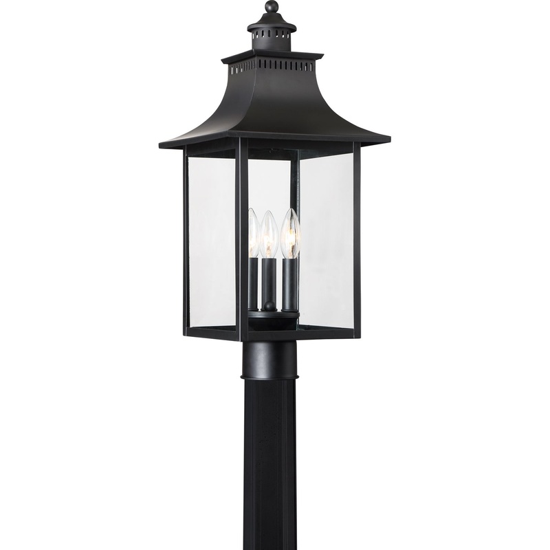 Quoizel CCR9010K Chancellor Three Light Outdoor Post Lantern, Mystic Black