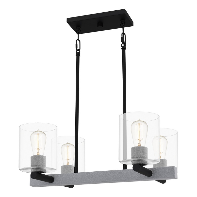 Quoizel CDW5022MBK Caldwell Four Light Linear Chandelier, Matte Black (Discontinued)
