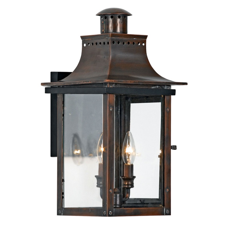 Quoizel CM8410AC Chalmers Two Light Outdoor Wall Lantern, Aged Copper