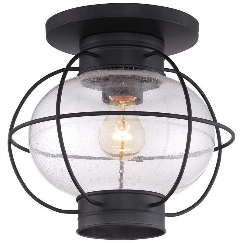 Quoizel COR1611K Cooper One Light Outdoor Flush Mount, Mystic Black