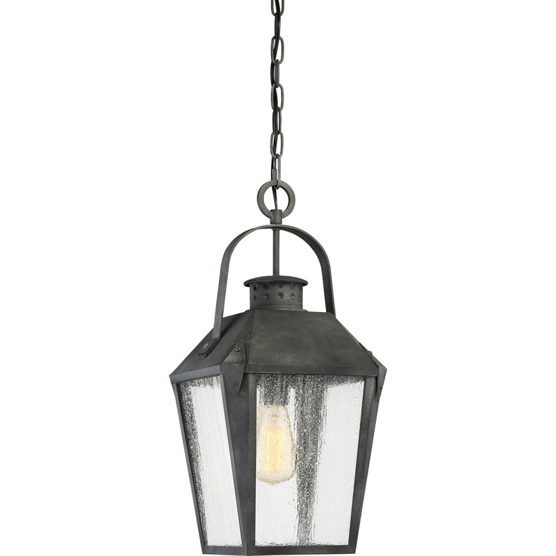 Quoizel CRG1910MB Carriage One Light Outdoor Hanging Lantern, Mottled Black