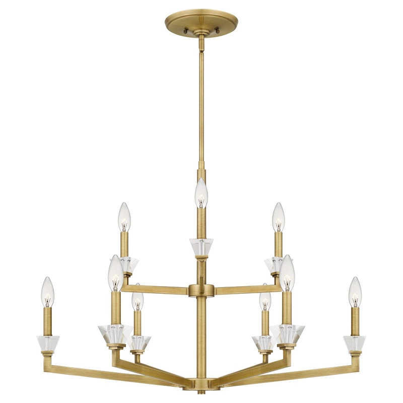 Quoizel LOT5034AB Lottie Nine Light Chandelier, Aged Brass
