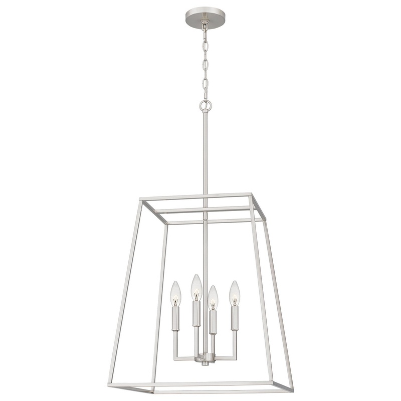 Quoizel PRC2818BN Prescott Four Light Pendant, Brushed Nickel