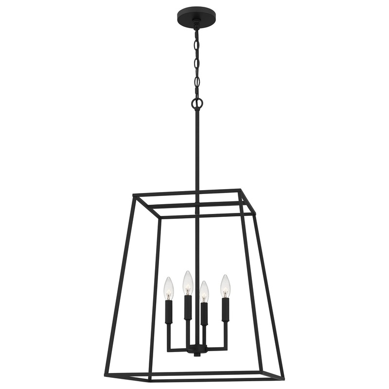 Quoizel PRC2818MBK Prescott Four Light Pendant, Matte Black