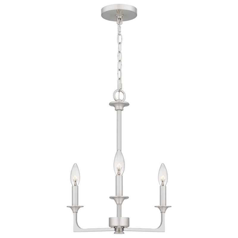 Quoizel PRC5016BN Prescott Three Light Chandelier, Brushed Nickel