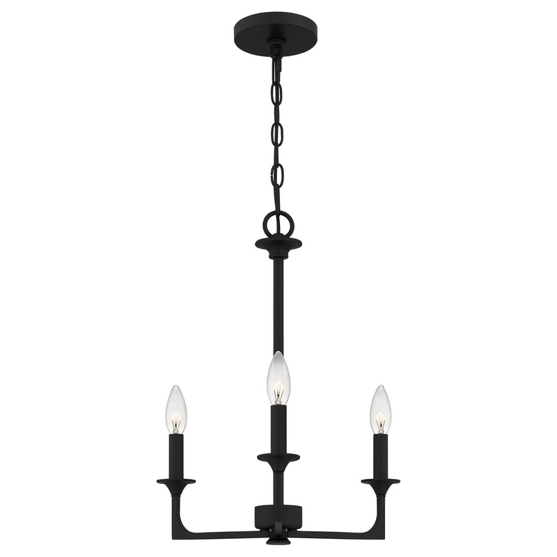 Quoizel PRC5016MBK Prescott Three Light Chandelier, Matte Black