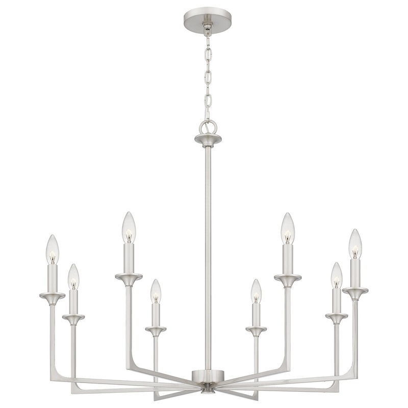 Quoizel PRC5032BN Prescott Eight Light Chandelier, Brushed Nickel