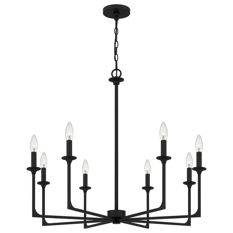 Quoizel PRC5032MBK Prescott Eight Light Chandelier, Matte Black