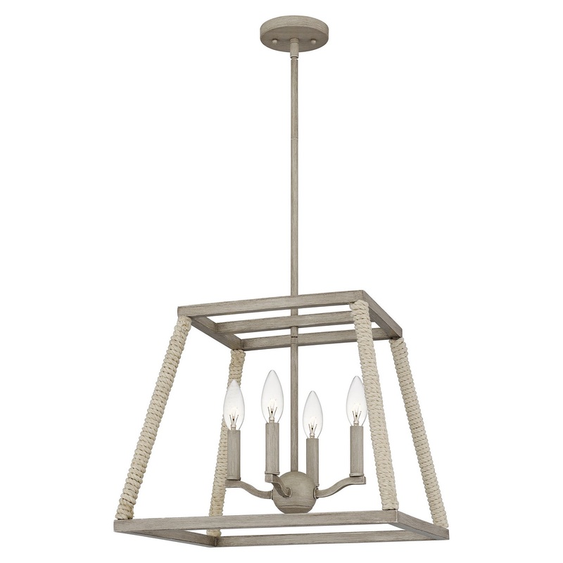 Quoizel RSD2818GW Rosalind Four Light Pendant, Grey Washed Oak