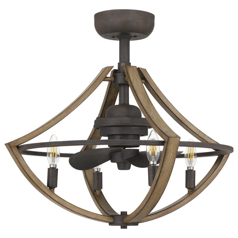 Quoizel SHR3123RK Shire Four Light Fandelier, Rustic Black