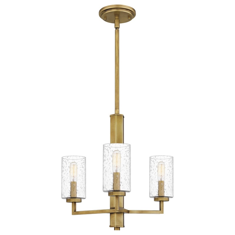 Quoizel SUN5018WS Sunburst Three Light Chandelier, Weathered Brass