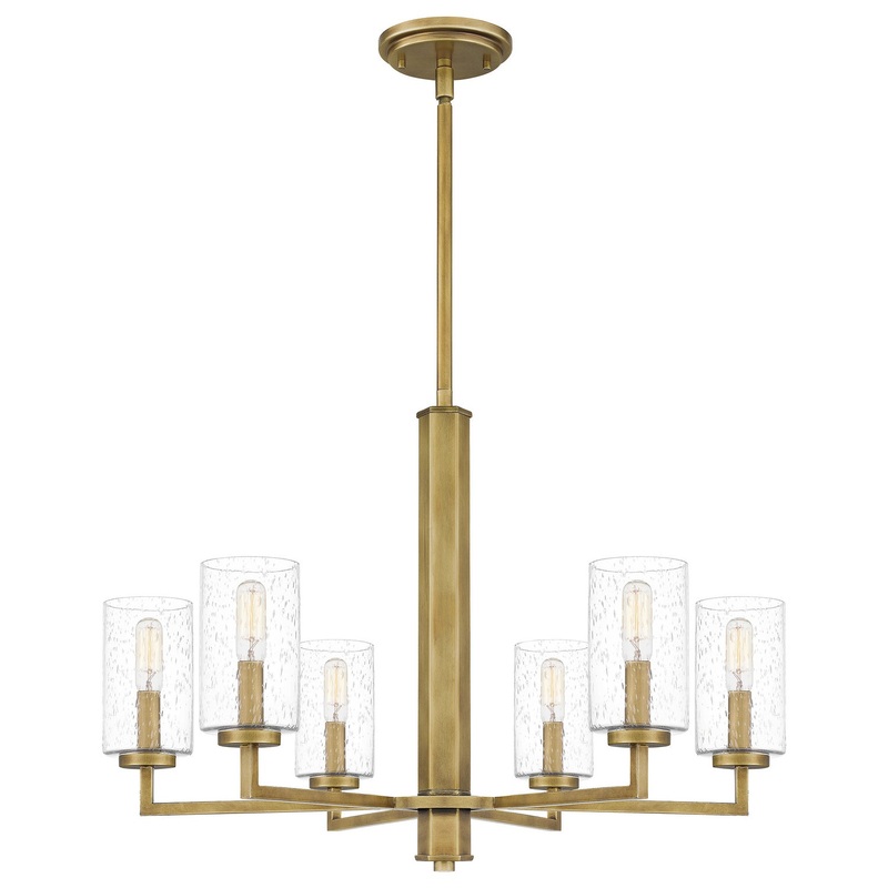 Quoizel SUN5026WS Sunburst Six Light Chandelier, Weathered Brass