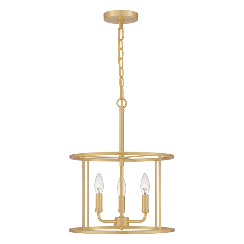 Quoizel ABR2814AB Abner Three Light Pendant, Aged Brass