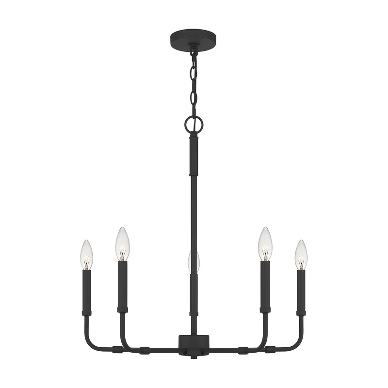 Quoizel ABR5024MBK Abner Five Light Chandelier, Matte Black