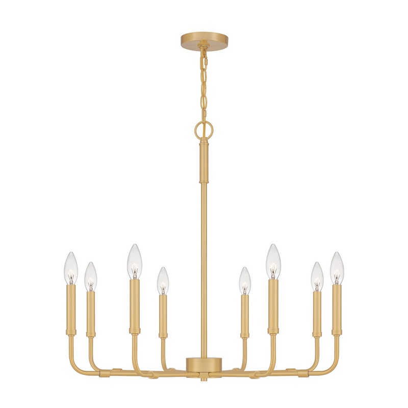 Quoizel ABR5028AB Abner Eight Light Chandelier, Aged Brass