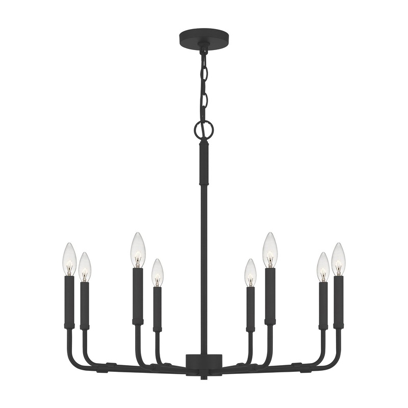 Quoizel ABR5028MBK Abner Eight Light Chandelier, Matte Black
