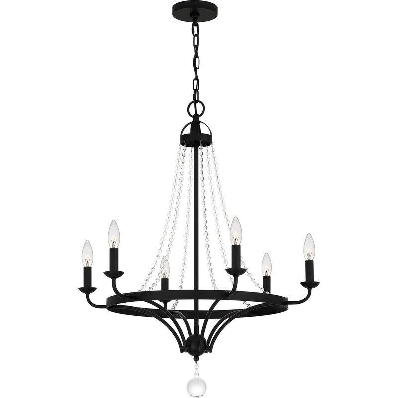 Quoizel ADL5026MBK Adelaide Six Light Chandelier, Matte Black