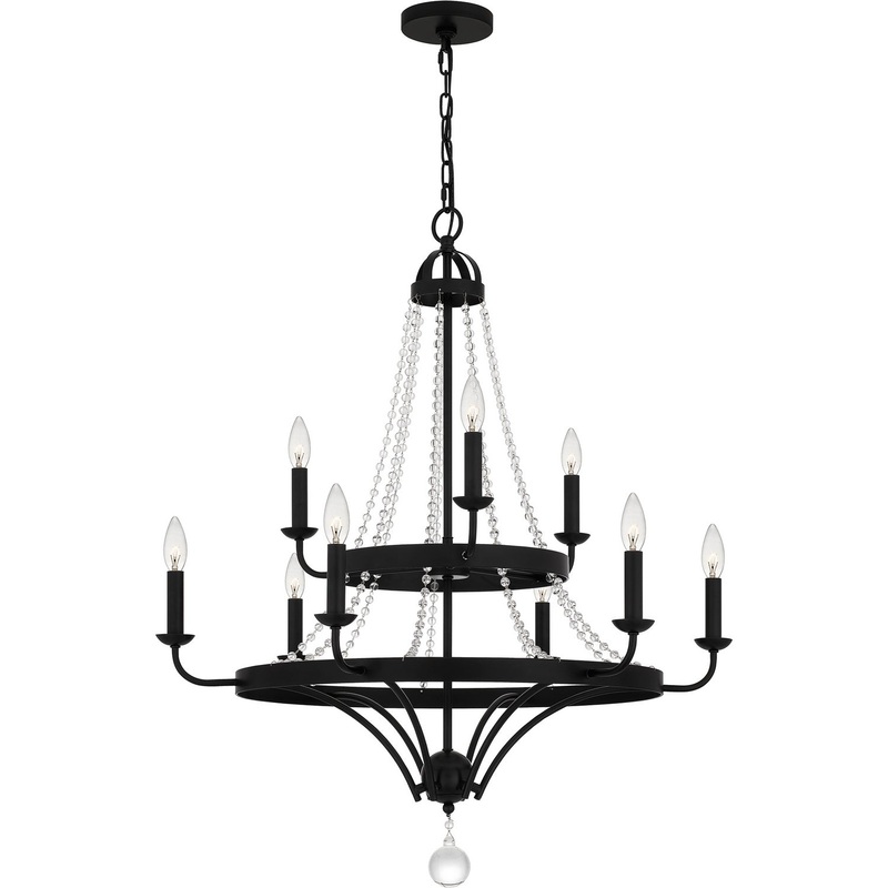 Quoizel ADL5030MBK Adelaide Nine Light Chandelier, Matte Black