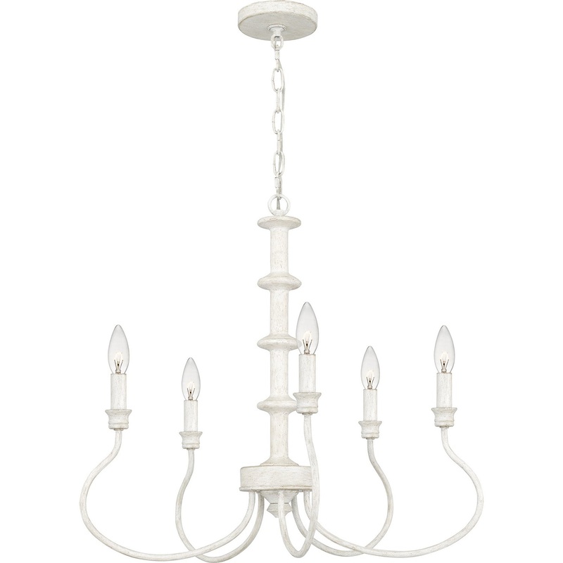 Quoizel AEL5024AWH Adela Five Light Chandelier, Antique White