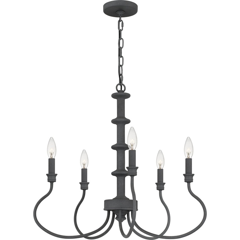 Quoizel AEL5024MB Adela Five Light Chandelier, Mottled Black