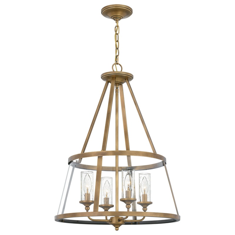 Quoizel BAW1820WS Barlow Four Light Pendant, Weathered Brass