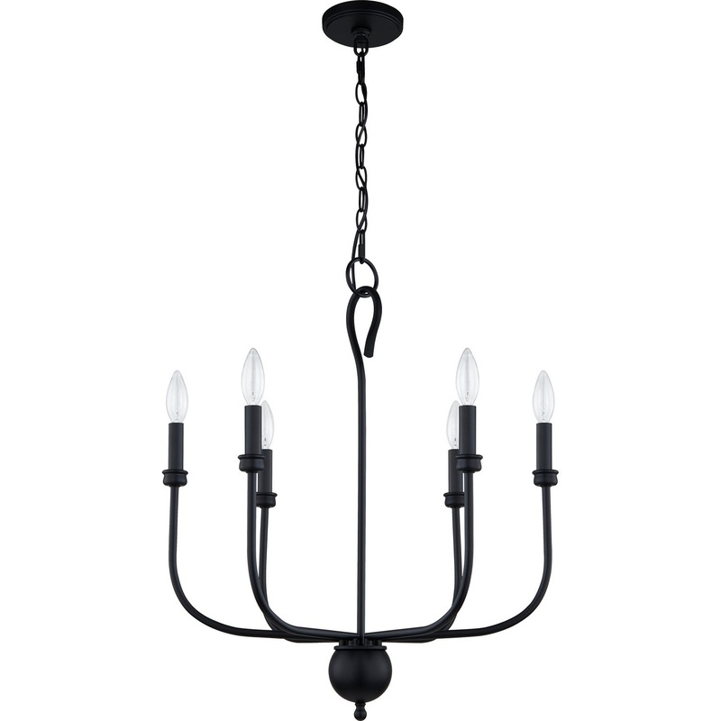 Quoizel BLA5022MBK Blanche Six Light Chandelier, Matte Black