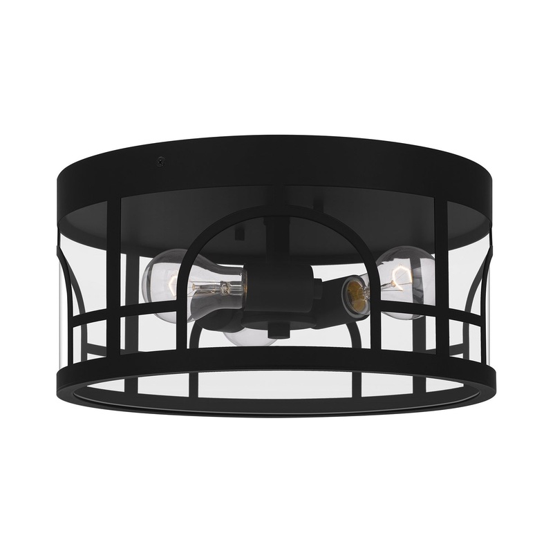 Quoizel BRM1314MBK Brampton Three Light Flush Mount, Matte Black (Discontinued)