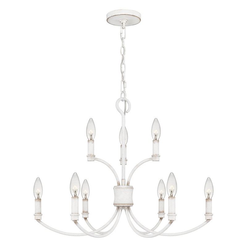 Quoizel BRR5025AWH Briar Nine Light Chandelier, Antique White