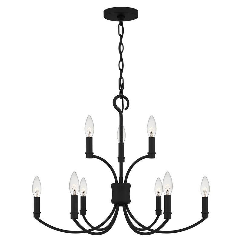 Quoizel BRR5025MBK Briar Nine Light Chandelier, Matte Black
