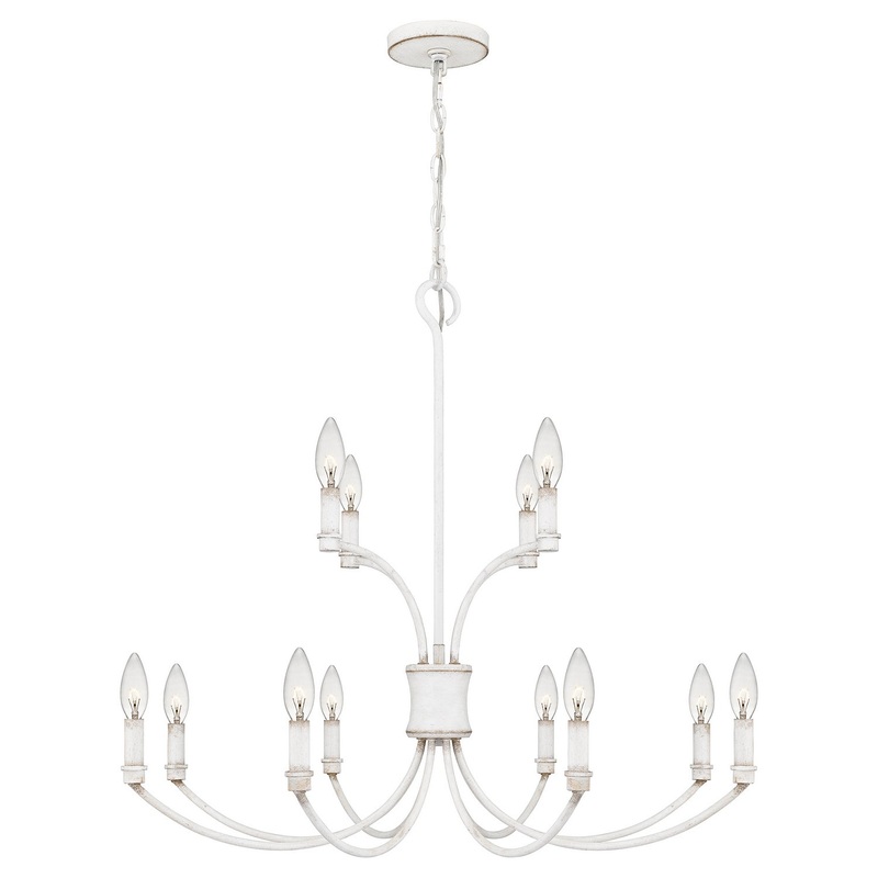 Quoizel BRR5032AWH Briar 12 Light Chandelier, Antique White
