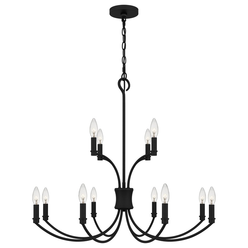 Quoizel BRR5032MBK Briar 12 Light Chandelier, Matte Black