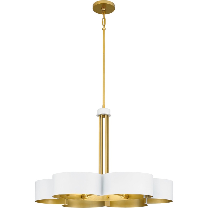 Quoizel BSM5028W Balsam Six Light Chandelier, White Lustre