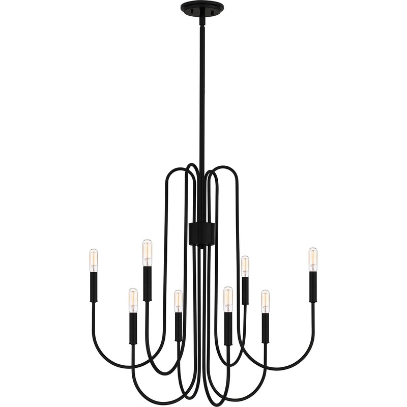 Quoizel CBR5028K Cabry Eight Light Chandelier, Mystic Black